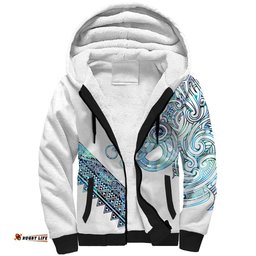 Kahui Whetu Paua shell Kowhaiwhai Taniko Personalised Sherpa Hoodie Taniwha Maori Tribal Style LT9
