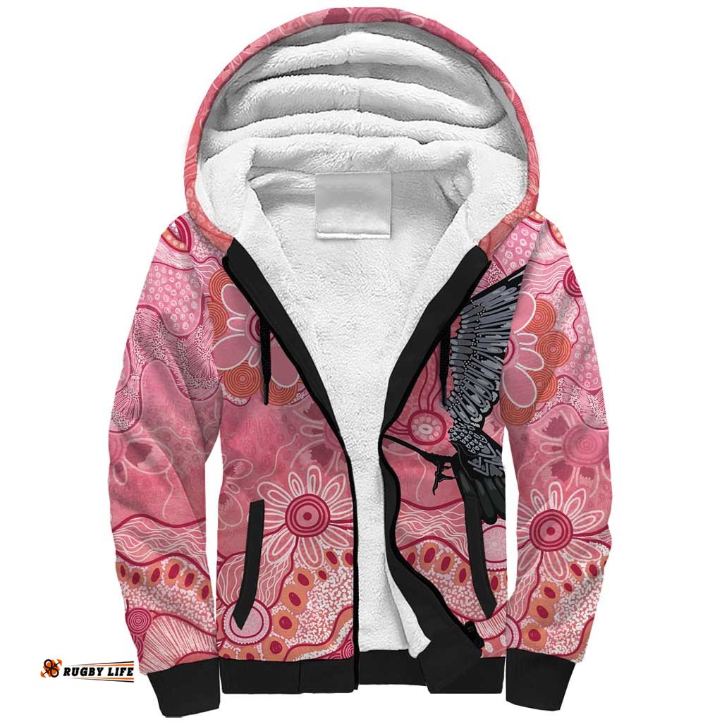 NAIDOC Week Aussie Indigenous Sherpa Hoodie Aboriginal Galah Bird Contemporary Art LT7