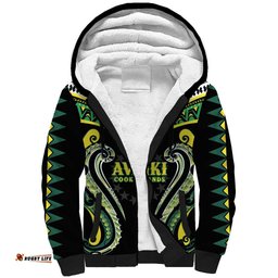 Custom Rugby Cook Islands Avaiki Sherpa Hoodie Black Kuki Airani Tribal Maori Inspired LT9