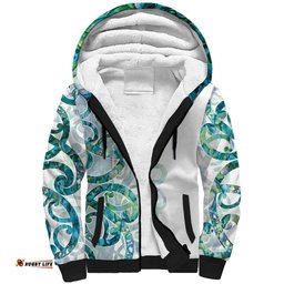 Paua Shell Maori Sherpa Hoodie Koru Kowhaiwhai LT7