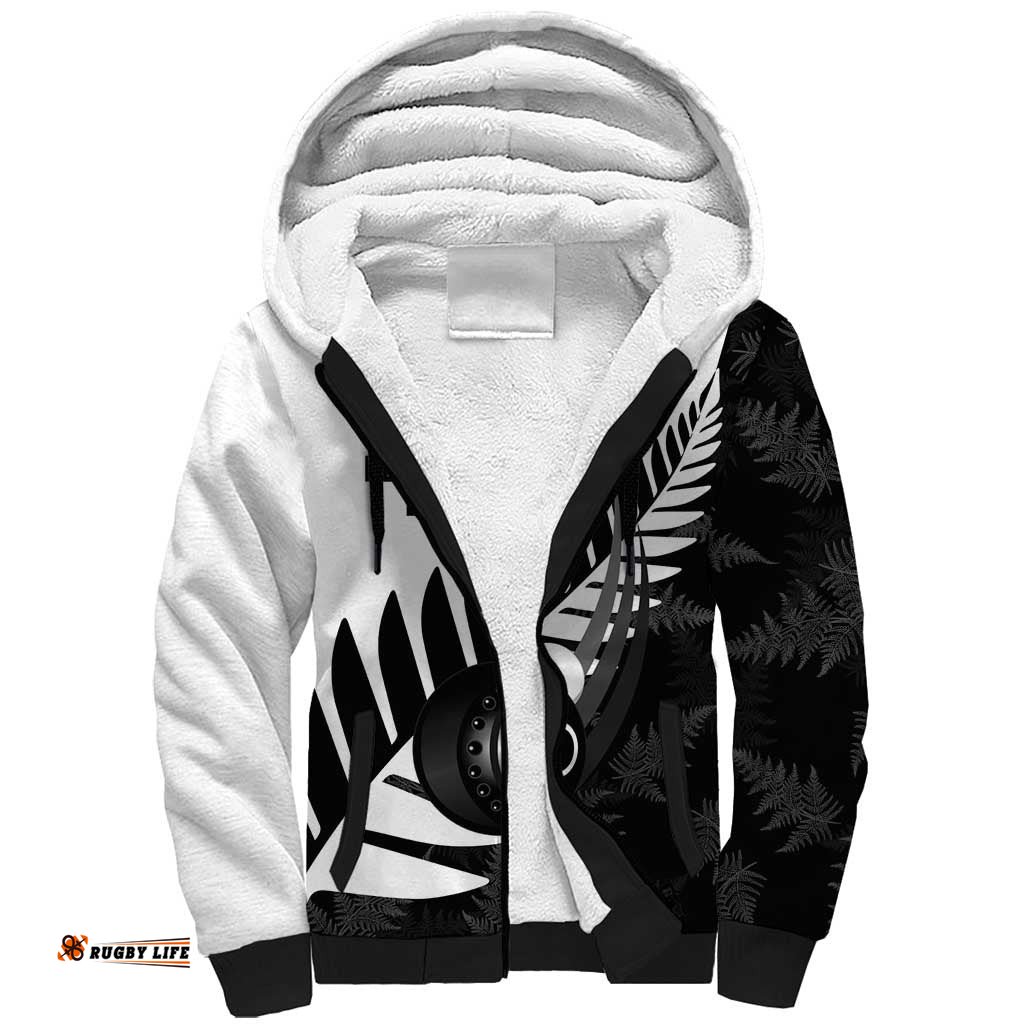 New Zealand Lawn Bowls Custom Sherpa Hoodie Aotearoa Silver Fern LT14