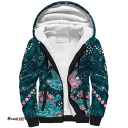 Personalised Hereditary Cancer Awareness Sherpa Hoodie Hope Ribbon With Aussie Teal Duncan Coral DT05