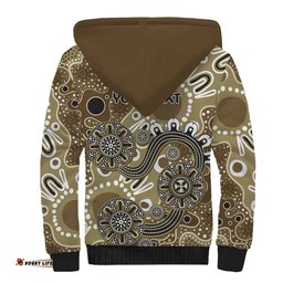 Personalised NAIDOC Week 50 Years Deadly Always Sherpa Hoodie Brown Aboriginal Artwork Dot Painting LT9