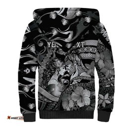 Personalised Maori Romantic Valentine Sherpa Hoodie The Hongi Kiss Black Galaxy DT05