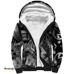 Personalised Maori Romantic Valentine Sherpa Hoodie The Hongi Kiss Black Galaxy DT05
