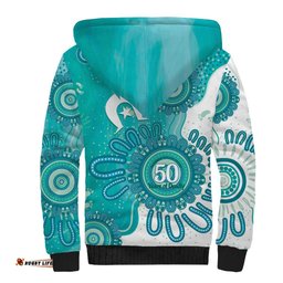 NAIDOC Week 2026 Sherpa Hoodie 50 Years Deadly Dhari Cyan Aboriginal Art LT14