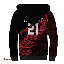New Zealand Lawn Bowls Custom Sherpa Hoodie Red Maori Warrior Tribal Silver Fern LT9