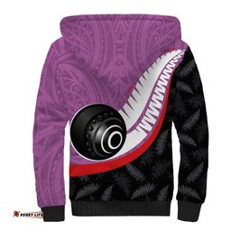 Personalised Aotearoa Lawn Bowls Sherpa Hoodie Maori and Silver Fern Sporty Style Pink Color LT03