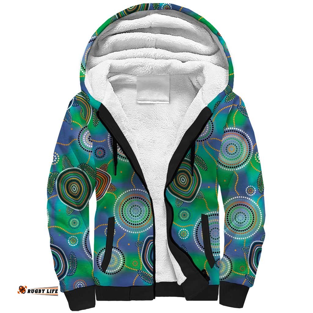 NAIDOC 50 Years of Deadly Sherpa Hoodie Sea Turtle Aboriginal Dot Art LT19