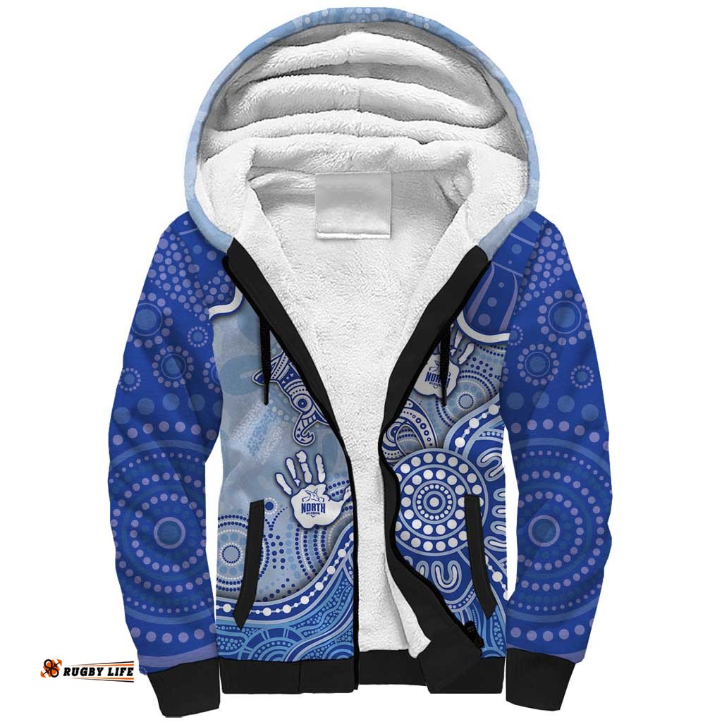 Custom Roos Football Sherpa Hoodie Aboriginal Dot Art Pattern DT05