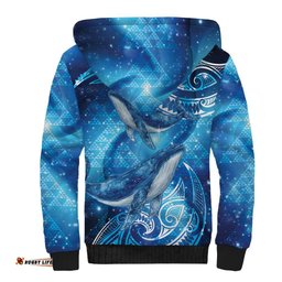 New Zealand Humpback Whale Matariki Sherpa Hoodie Maori New Year Taniko Niho Taniwha LT14