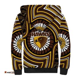 Hawthorn Hawks Sherpa Hoodie Indigenous Monochrome Dot Art Mascot Style TS04