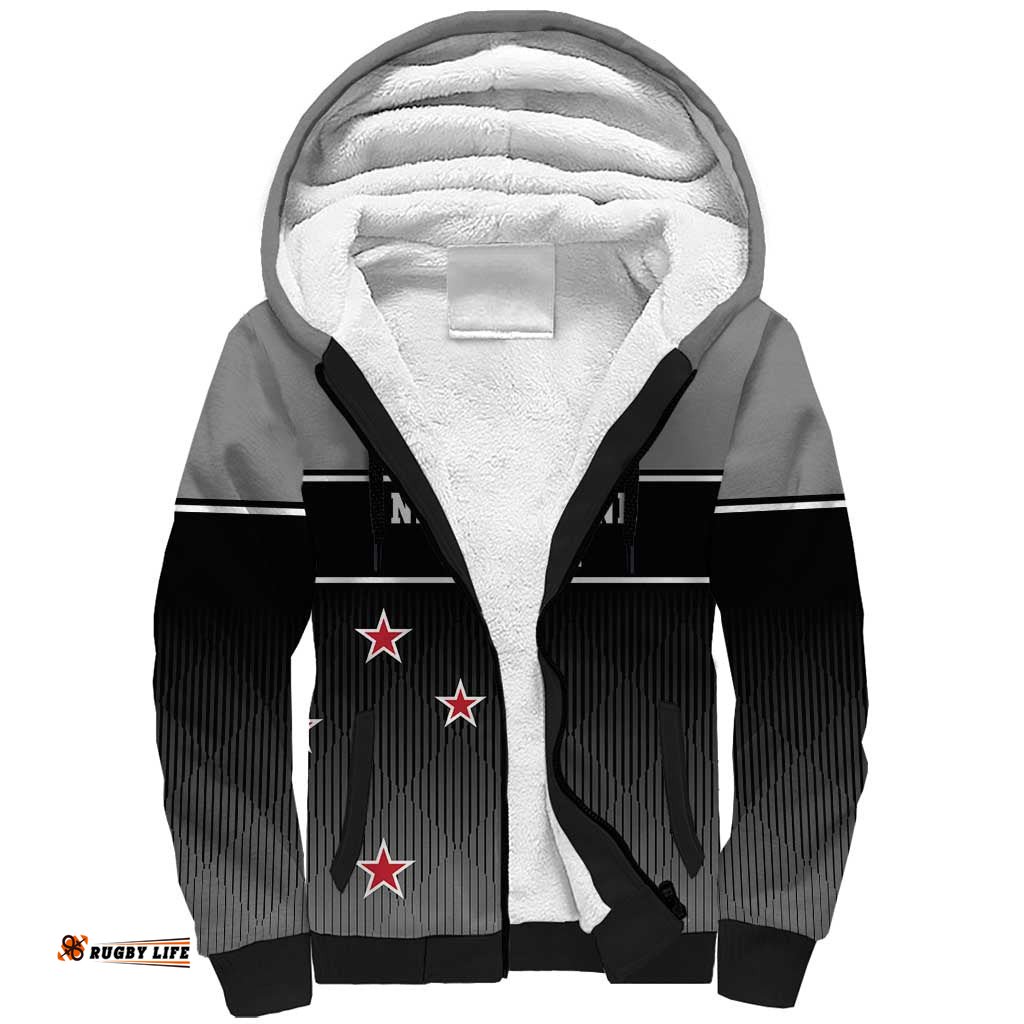 Custom New Zealand Cricket Sherpa Hoodie Black Cap Unbeatable LT05