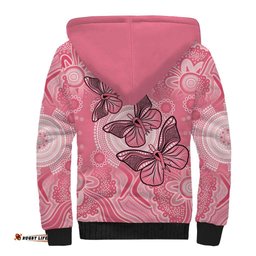 Personalized Pink Butterfly Spirit Sherpa Hoodie Australias Breast Cancer Awareness LT9