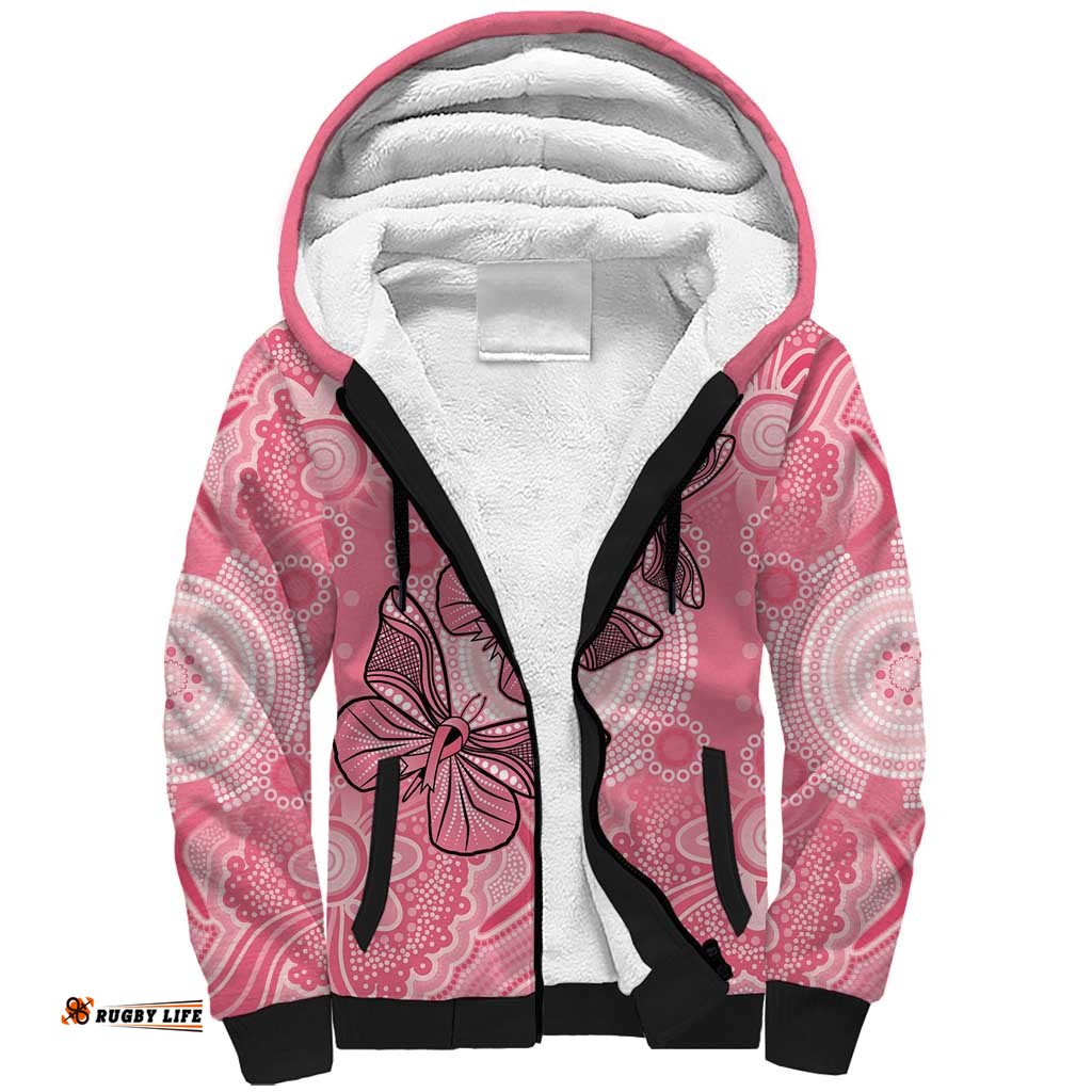 Personalized Pink Butterfly Spirit Sherpa Hoodie Australias Breast Cancer Awareness LT9