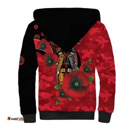 St Saints ANZAC Personalised Sherpa Hoodie Lest We Forget Poppy Camo LT9