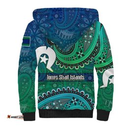 Torres Strait Islands Sherpa Hoodie Dhari Emblem Vibrant Teal Indigenous TS04