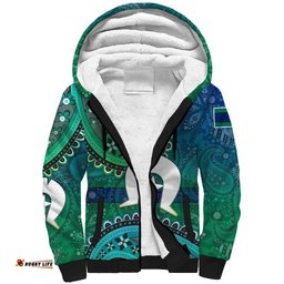 Torres Strait Islands Sherpa Hoodie Dhari Emblem Vibrant Teal Indigenous TS04