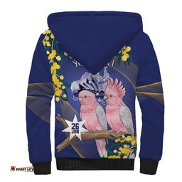 Personalised Pink Galah Australia Day Sherpa Hoodie 26th January Golden Wattle Flag Color LT14
