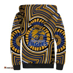 West Coast Eagles Sherpa Hoodie Indigenous Monochrome Dot Art Mascot Style TS04