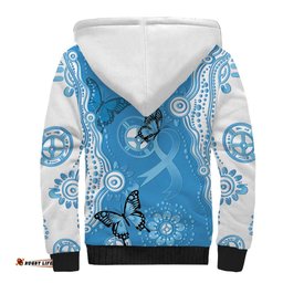 World Diabetes Day Australia Sherpa Hoodie Blue Ribbon Butterfly Aboriginal Art LT14