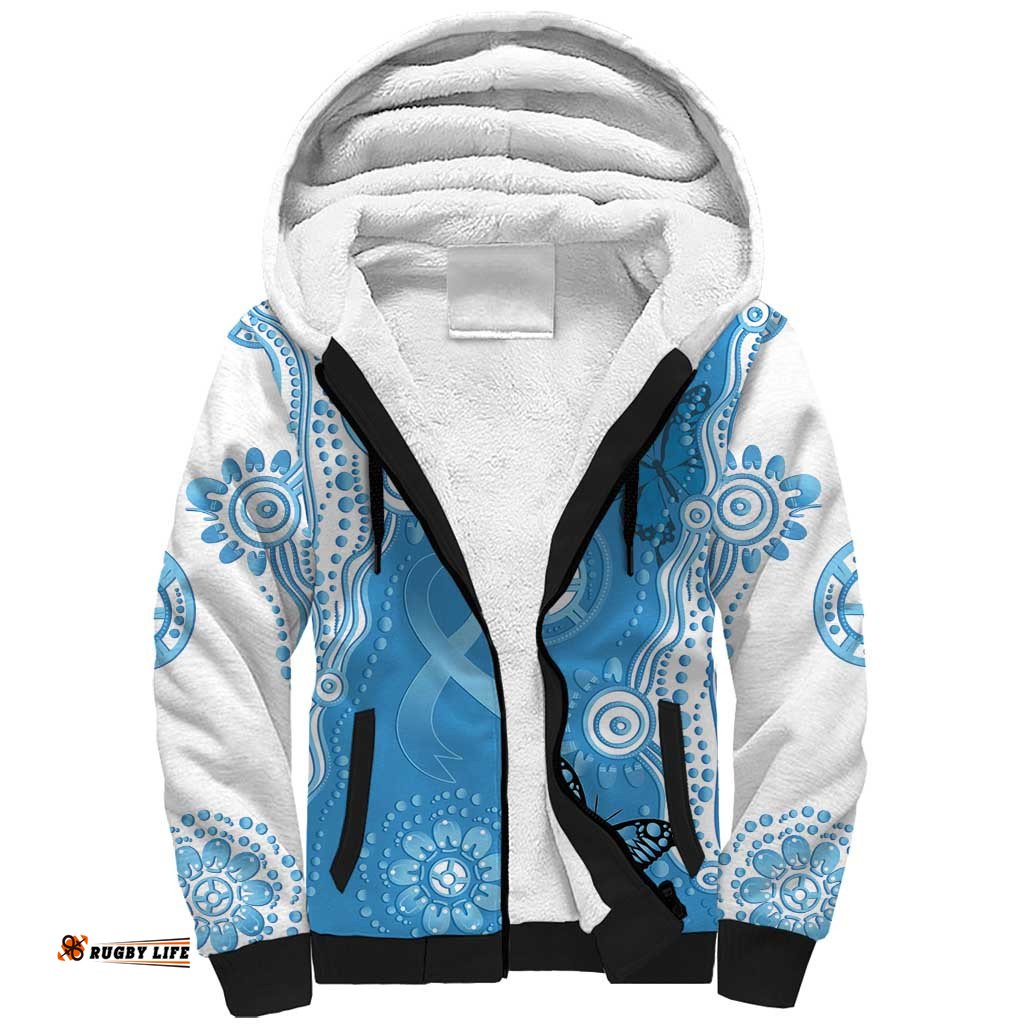 World Diabetes Day Australia Sherpa Hoodie Blue Ribbon Butterfly Aboriginal Art LT14