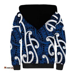 Aotearoa Maori Kowhaiwhai Sherpa Hoodie Kikorangi Puhoro and Patiki LT9
