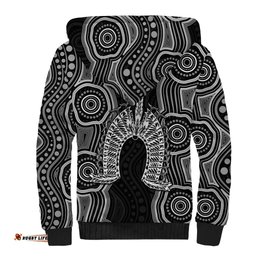 Torres Strait Islander Sherpa Hoodie Flag Feather Headdress Indigenous Dotwork Tribal Art TS04