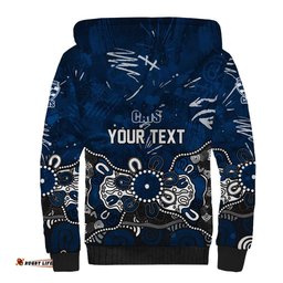 Personalized Geelong Cats Sherpa Hoodie Aboriginal Dot Painting Graffiti Style TS04