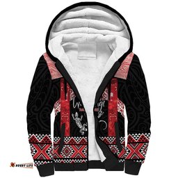 Toitu Te Tiriti O Waitangi Sherpa Hoodie Maori Wharenui With Taniko Motifs LT14