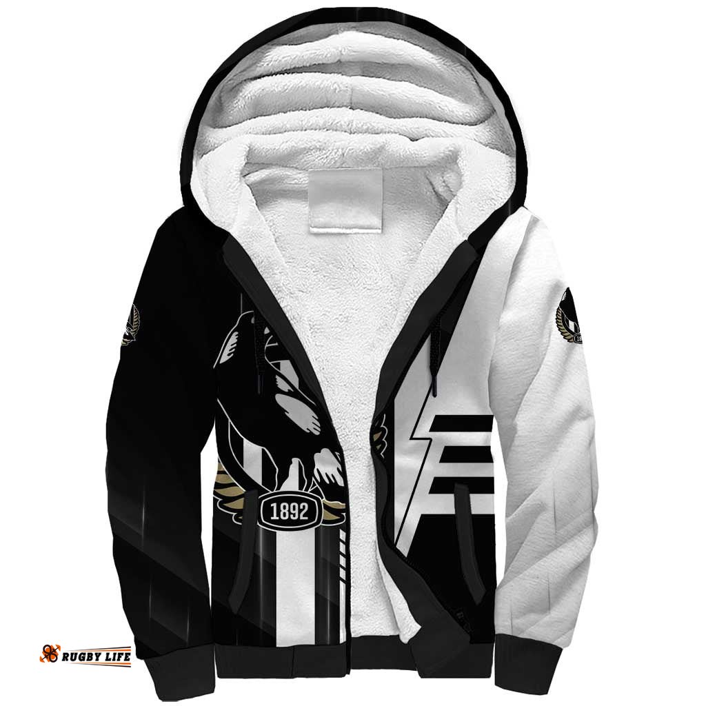 Personalized Collingwood Magpies Sherpa Hoodie Modern Geometric Sports Graphic Style TS04