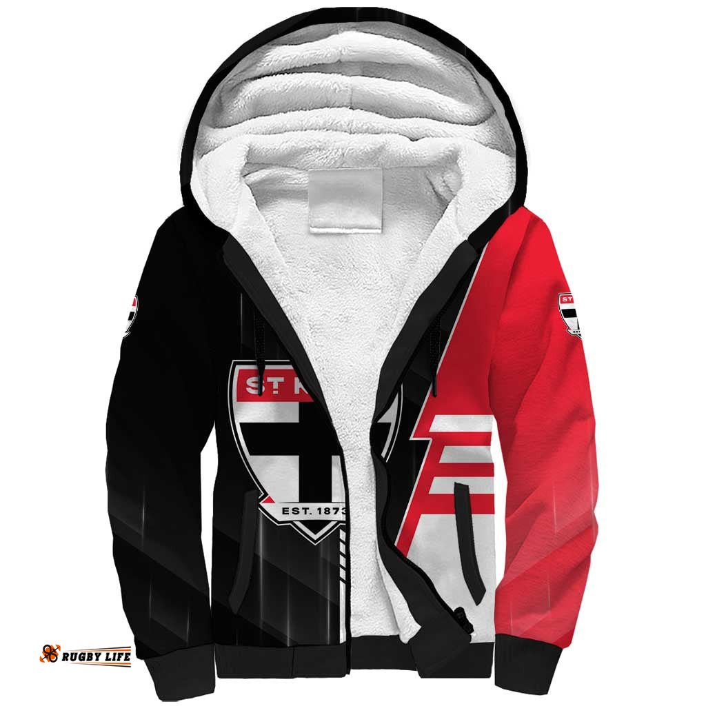 Personalized St Kilda Saints Sherpa Hoodie Modern Geometric Sports Graphic Style TS04