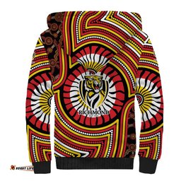 Richmond Football Club Sherpa Hoodie Indigenous Monochrome Dot Art Mascot Style TS04