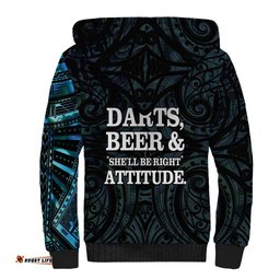 Personalized New Zealand Darts Beer Sherpa Hoodie Paua Shell Aotearoa Maori Tattoo LT14