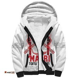 Toitu Te Tiriti Waitangi Sherpa Hoodie White Wharenui House LT9