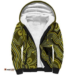 Yellow Indigenous Dragonfly Australia Sherpa Hoodie Aboriginal Art LT14