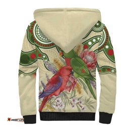 Australia Moluccan Eclectus Sherpa Hoodie Australian Native Flowers Indigenous Art LT14