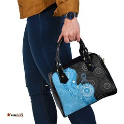 Australia Autism Awareness Month Shoulder Handbag Indigenous Lizard With Blue Ribbon LT14