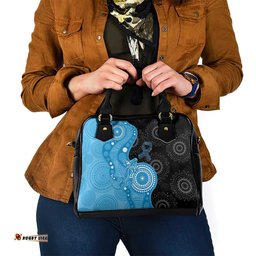 Australia Autism Awareness Month Shoulder Handbag Indigenous Lizard With Blue Ribbon LT14
