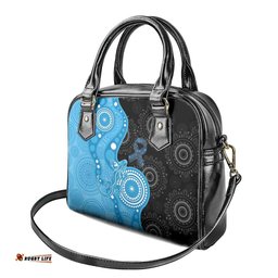 Australia Autism Awareness Month Shoulder Handbag Indigenous Lizard With Blue Ribbon LT14