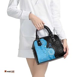 Australia Autism Awareness Month Shoulder Handbag Indigenous Lizard With Blue Ribbon LT14