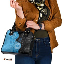 Australia Autism Awareness Month Shoulder Handbag Indigenous Lizard With Blue Ribbon LT14