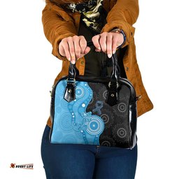 Australia Autism Awareness Month Shoulder Handbag Indigenous Lizard With Blue Ribbon LT14