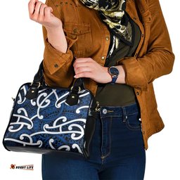 Aotearoa Maori Kowhaiwhai Shoulder Handbag Kikorangi Puhoro and Patiki LT9