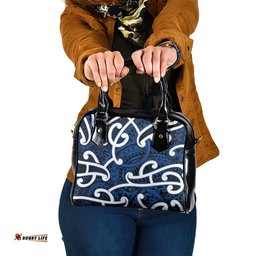 Aotearoa Maori Kowhaiwhai Shoulder Handbag Kikorangi Puhoro and Patiki LT9