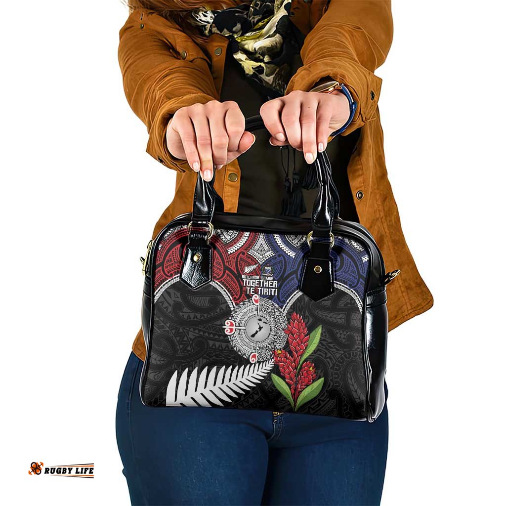 Aotearoa and Samoa Mo Te Tiriti Shoulder Handbag Tangata Moana Stand with Tangata Whenua LT9