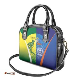 Australia And India Cricket Shoulder Handbag Ashoka Chakra With Aboriginal LT05