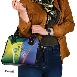 Australia And India Cricket Shoulder Handbag Ashoka Chakra With Aboriginal LT05