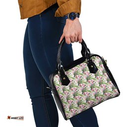 Aussie Pink Cockatoo Flowers Seamless Pattern Shoulder Handbag LT9