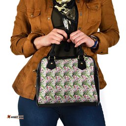 Aussie Pink Cockatoo Flowers Seamless Pattern Shoulder Handbag LT9